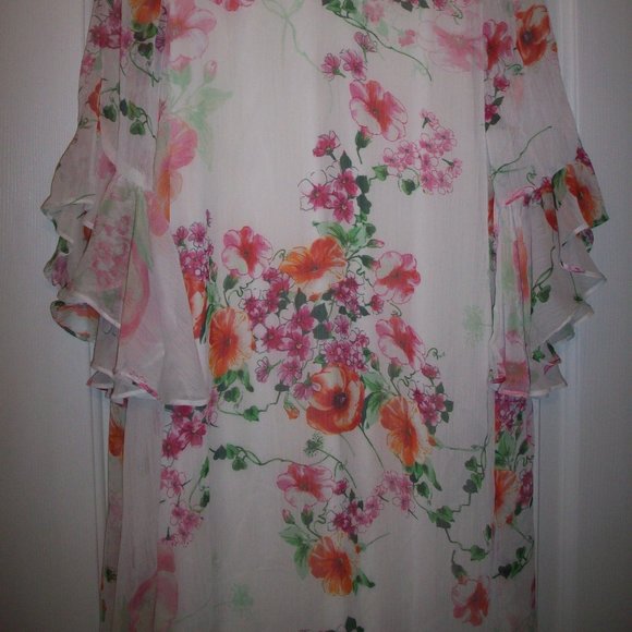 Calvin Klein Womens Dress 8 White Colorful Watercolor Floral Flowy Lined Casual - Picture 4 of 14